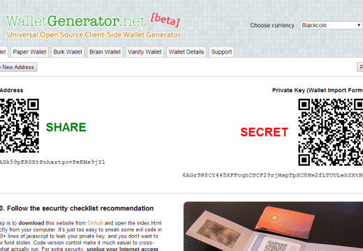 Create a Blackcoin Paper Wallet for your own safety